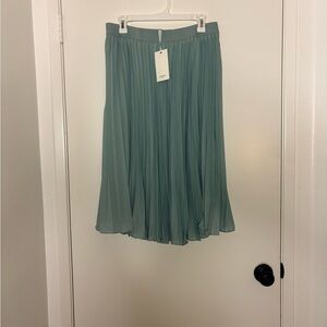 Grace Karin Green Midi A-Line Pleated Skirt